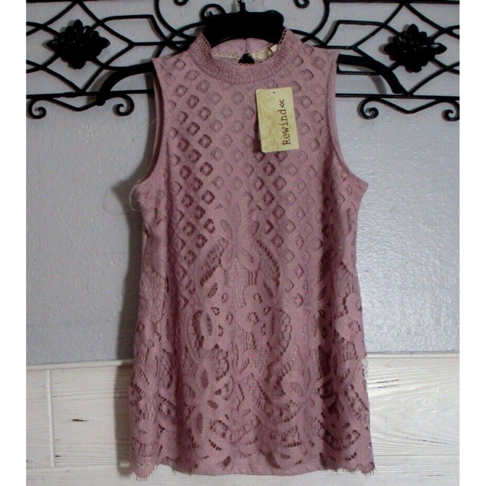 Rewind Women's Top Size XS Sleeveless Mauve Round Neck